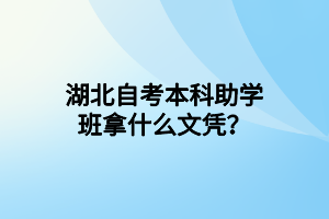 湖北自考本科助学班拿什么文凭？