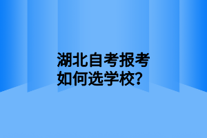 湖北自考报考如何选学校？