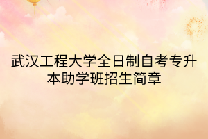 武汉工程大学全日制自考专升本助学班招生简章
